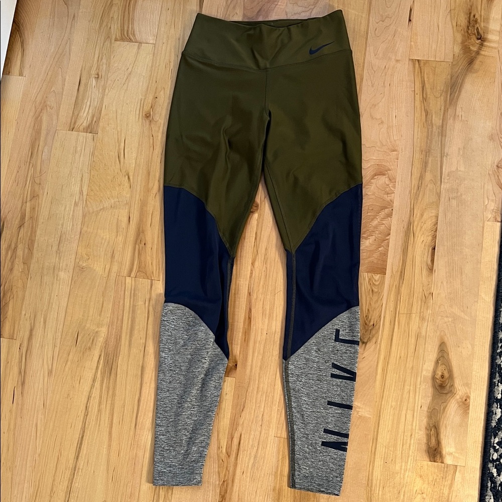 Nike Dri Fit Women's Olive, Navy, and Gray Leggings Size XS